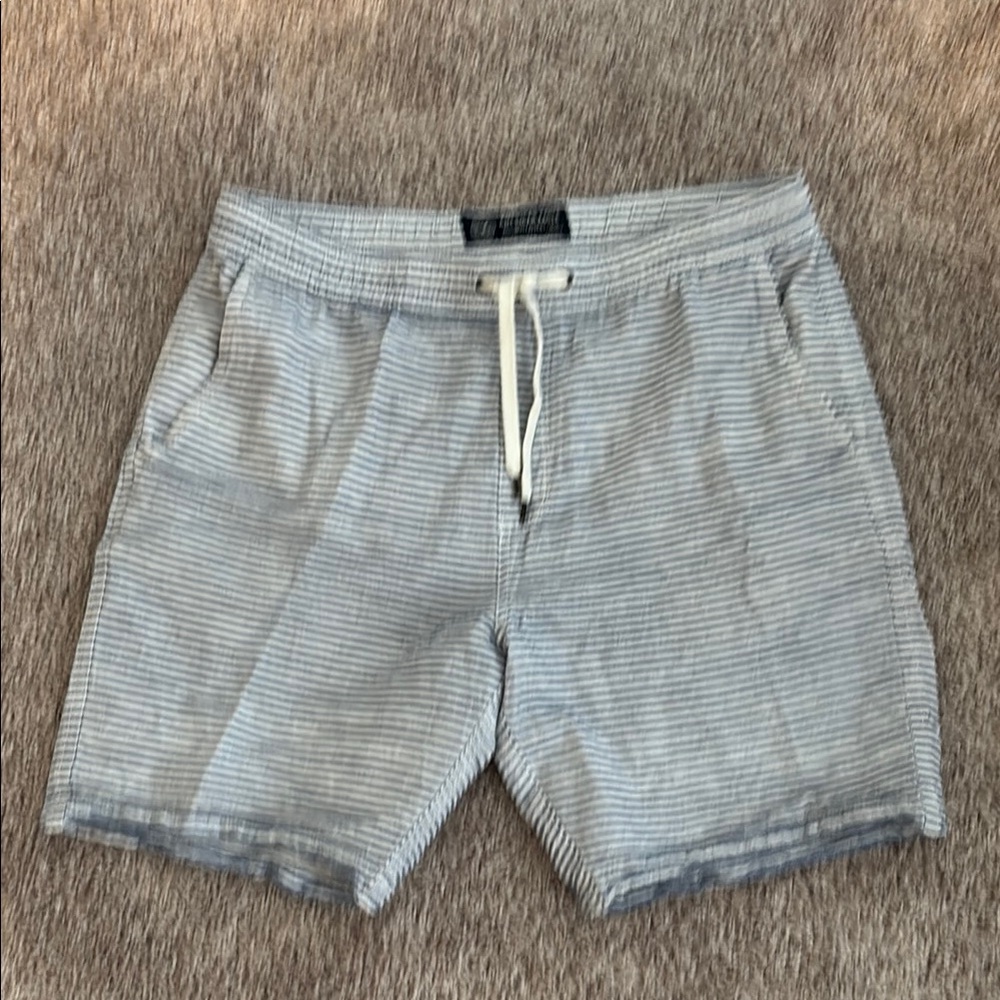 Striped Blue and White Drawstring Shorts